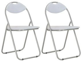 Καρέκλες Τραπεζαρίας Πτυσσόμενες 2 τεμ. Λευκές Συνθετικό Δέρμα - Λευκό