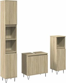 vidaXL Σετ Επίπλων Μπάνιου 3 Τεμαχίων Sonoma Δρυς Επεξεργασμένο Ξύλο