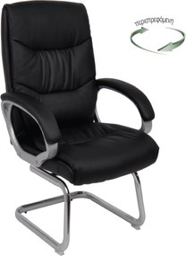 BF6400V Πολυθρόνα Επισκέπτη Μέταλλο Χρώμιο, PU Μαύρο   1τμχ