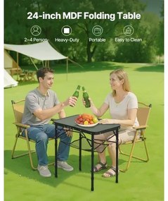 VEVOR 60cm Folding Portable Camping Table Aluminum Picnic Table Indoor Outdoor