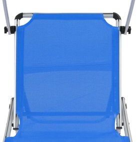 312457  FOLDING SUN LOUNGERS WITH ROOF 2 PCS ALUMINIUM&amp;TEXTILENE BLUE 312457