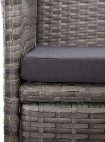 vidaXL Σετ Τραπεζαρίας Κήπου 9 τεμ. Γκρι Συνθ. Ρατάν με Μαξιλάρια