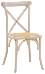 Καρέκλα Dylon pakoworld white wash ξύλο οξιάς-έδρα φυσικό rattan 48x52x89εκ