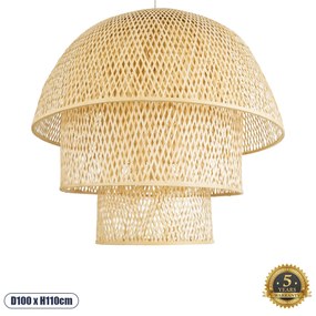 02046 GloboStar® GLOBOSTAR® HIROKA 02046 Boho Κρεμαστό Φωτιστικό Οροφής με Ντουί 1 x E27 AC 220-240V IP20 - Μπεζ - Μ100 x Π100 x Υ110cm