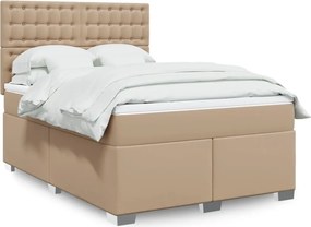 vidaXL Κρεβάτι Boxspring με Στρώμα Καπουτσίνο 140x190εκ.από Συνθ.Δέρμα