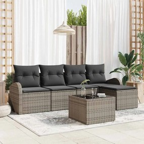 vidaXL Σετ Καναπέ Κήπου 6 pcs Γκρι συνθετικό ρατάν
