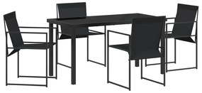 vidaXL 5 Τεμαχίων Σετ Τραπεζαρίας Κήπου Μαύρο Τεξτιλίνη και Χάλυβα