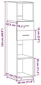 Ντουλάπι Λευκό 30x42,5x124 εκ. από Επεξεργασμένο Ξύλο - Λευκό