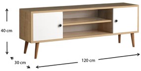 Έπιπλο τηλεόρασης Parma Megapap μελαμίνης χρώμα white - oak 120x30x40εκ. - GP022-0071,1