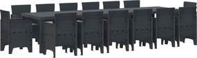 vidaXL Σέτ φαγητού για κήπο 15 pcs Ανθρακί Rattan Polt
