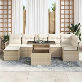 vidaXL Σετ Καναπέ Κήπου με μαξιλάρι 8 pcs μπεζ και κρεμ