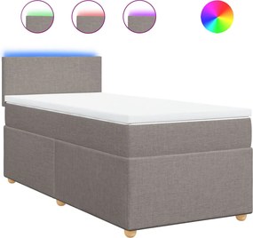 vidaXL Κρεβάτι Boxspring με Στρώμα Taupe 100 x 200 εκ. Υφασμάτινο