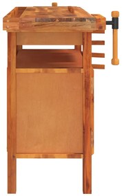 vidaXL Πάγκος Εργ. Συρτάρι/ Μέγγενες 124x52x83 εκ. Μασίφ Ξύλο Ακακίας
