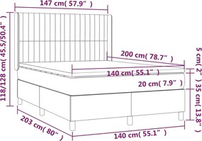 vidaXL Κρεβάτι Boxspring με Στρώμα Μπλε 140x200 εκ. Υφασμάτινο