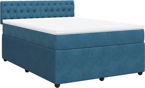 vidaXL Κρεβάτι Boxspring με Στρώμα Μπλε 140x190 εκ. Βελούδινο