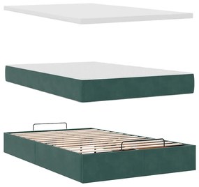 Οθωμανικό κρεβάτι με στρώμα &amp; LEDs Dark Green 120x200cm Velvet 3312617