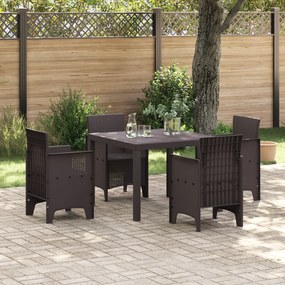 vidaXL Σετ Τραπεζαρίας Κήπου 5 pcs Καφέ Ρητίνη πολυπροπυλενίου