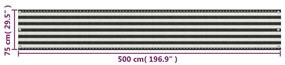 Διαχωριστικό Βεράντας Ανθρακί και Λευκό 75 x 500 εκ. από HDPE - Ανθρακί