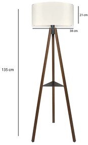 Φωτιστικό δαπέδου Thomas Megapap E27 Mdf/ύφασμα Pvc χρώμα καρυδί - κρεμ 38x38x135εκ.