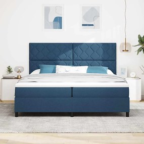 vidaXL Κρεβάτι με ελατήρια με στρώμα Μπλε 200 x 200 cm ύφασμα