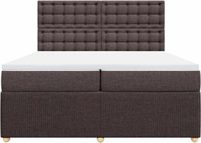 vidaXL Κρεβάτι Boxspring με Στρώμα Σκούρο Καφέ 200x200 εκ. Υφασμάτινο