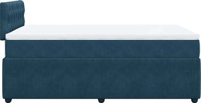 vidaXL Κρεβάτι Boxspring με Στρώμα Μπλε 120x190 εκ. Βελούδινο