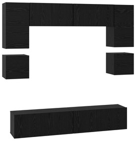 vidaXL Σετ επίπλου τηλεόρασης 8 pcs Μαύρη Δρυς 80 x 30 x 30 εκ.