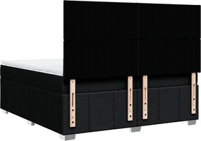 vidaXL Κρεβάτι Boxspring με Στρώμα Μαύρο 200x200 εκ. Υφασμάτινο