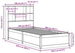 Σκελετός Κρεβ. Χωρίς Στρώμα Καφέ Κεριού 100x200 εκ Μασίφ Πεύκο - Καφέ