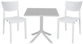 Τραπεζαρία κήπου Groovy-Ignite pakoworld σετ 3τεμ PP λευκό 80x80x74,5εκ.