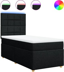 vidaXL Κρεβάτι Boxspring με Στρώμα Μαύρο 90x200 εκ. Υφασμάτινο