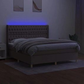 vidaXL Κρεβάτι Boxspring με Στρώμα &amp; LED Taupe 160x200 εκ. Υφασμάτινο