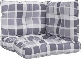 vidaXL Μαξιλάρια Παλέτας 3 τεμ. Γκρι Καρό Υφασμάτινα