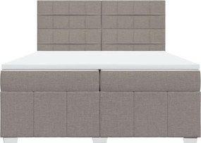 vidaXL Κρεβάτι Boxspring με Στρώμα Taupe 200x200 εκ. Υφασμάτινο