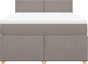 vidaXL Κρεβάτι Boxspring με Στρώμα Taupe 160x200 εκ. Υφασμάτινο