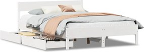 vidaXL Σκελετός Κρεβ. Χωρίς Στρώμα Λευκό 150x200 εκ Μασίφ Πεύκο