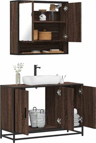 vidaXL Σετ Επίπλων Μπάνιου 2 Τεμαχίων Καφέ Δρυς από Τεχν. Ξύλο