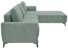 Kαναπές κρεβάτι τριθέσιος αναστρέψιμος Settee pakoworld ύφασμα με αποθηκευτικό χώρο σε μέντα απόχρωση 286x204x93εκ - 074-000043