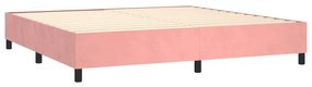 vidaXL Κρεβάτι Boxspring με Στρώμα Ροζ 200x200 εκ. Βελούδινο