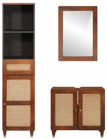 vidaXL Έπιπλα μπάνιου με συρτάρι 3 pcs 38 x 33 x 160 εκ. Στερεό ξύλο μάνγκο
