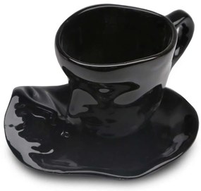 Φλυτζάνια Καφέ Με Πιατάκια (Σετ 2Τμχ) 968HBR1134 15cm Black Aberto Design Κεραμικό