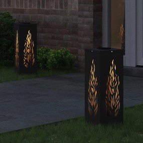 vidaXL Ηλιακό LED Φως Δρόμου 2 pcs Μαύρο Κρύο Ρολαρισμένο Χάλυβα
