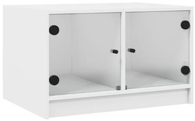 vidaXL Τραπεζάκι Σαλονιού Λευκό 68x50x42 εκ. με Γυάλινες Πόρτες