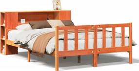 vidaXL Κρεβάτι Βιβλιοθήκη Χωρίς Στρώμα Καφέ 150x200 εκ Μασίφ Πεύκο