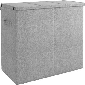 vidaXL Καλάθι Ρούχων Πτυσσόμενο Γκρι 64,5x34,5x59 ε. Συνθ. Λινό Ύφασμα