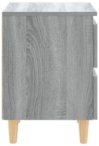 vidaXL Κομοδίνο Γκρι Sonoma 40 x 35 x 50 εκ. με Μασίφ Ξύλινα Πόδια