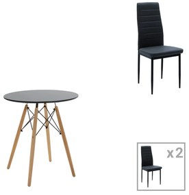 Intrahome Τραπεζαρία EVERESTA-Parker Intrahome σετ 3τεμ mdf σε μαύρη-φυσική απόχρωση Φ60x73cm | SKU: INTRAPA-311112260