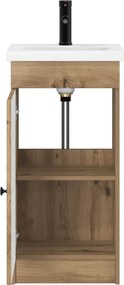 vidaXL Καθρέφτης μπάνιου με νιπτήρα Artisan Δρυς 42 x 40 x 84,5 εκ