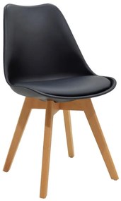Καρέκλα Gaston PP-PU μαύρο-φυσικό πόδι 48x55x83εκ Υλικό: PP 2000g/m³ - PU - 27mm BEECH WOOD 271-000002