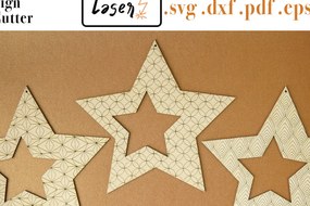 Σετ των 2 Intra απο ξύλο plywood 3mm-4mm πάχος Χριστουγεννιάτικο Star Big Deco File 4 Cut  Δίασταση 30x20 cm INTRAFABR-112168355